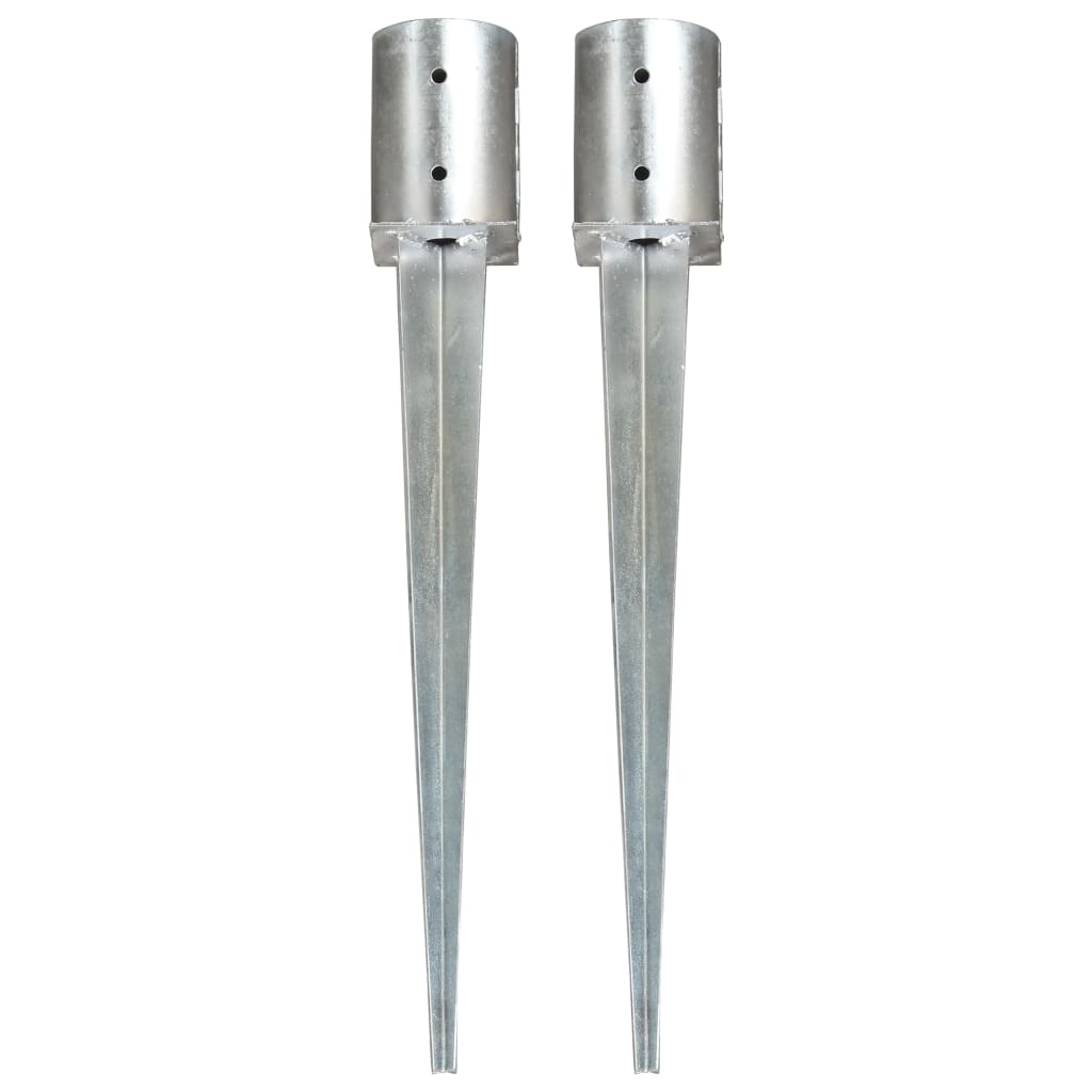 Pins de tierra Vidaxl 2 st 10x76 cm de acero galvanizado de plata de color