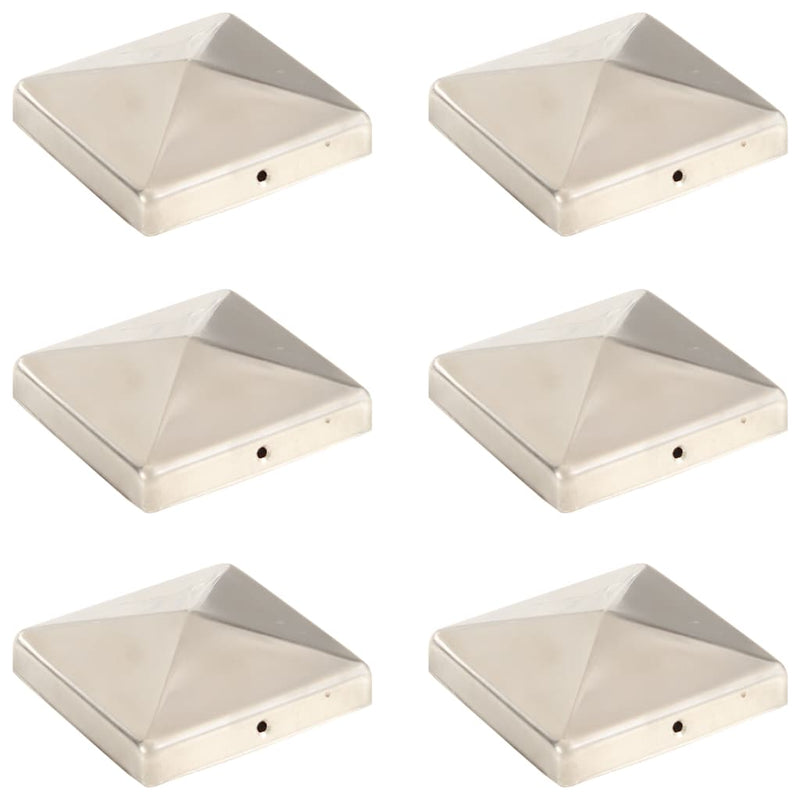 Vidaxl paalkappen 6 st piramide 101x101 mm roestvrij staal