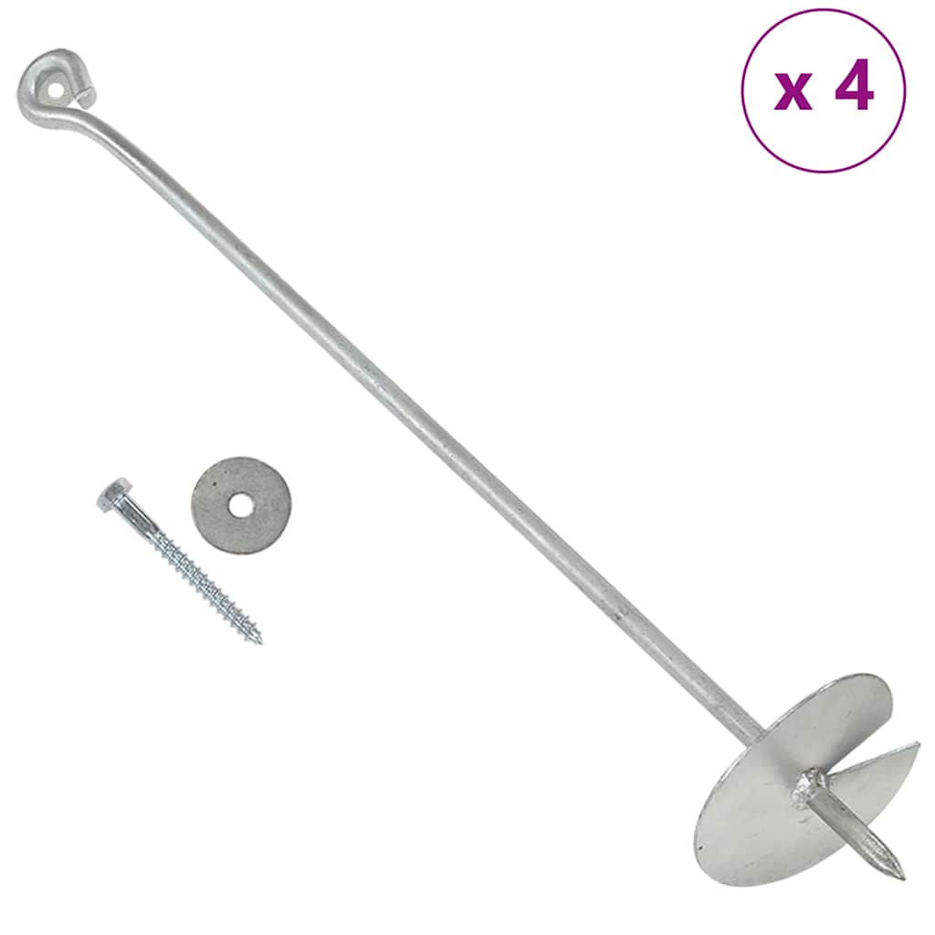 Anclajes de tierra Vidaxl 4 st 10x60 cm de metal galvanizado