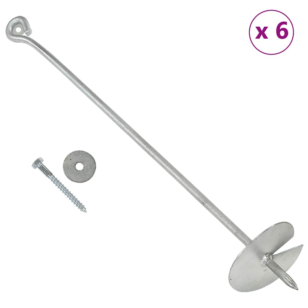 Anclas de tierra Vidaxl 6 PCS 10x60 cm de metal galvanizado