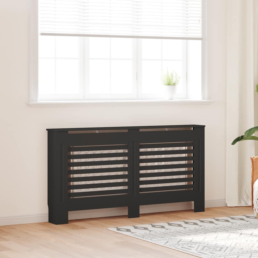 Vidaxl Construcción del radiador 152x19x81.5 cm MDF Negro