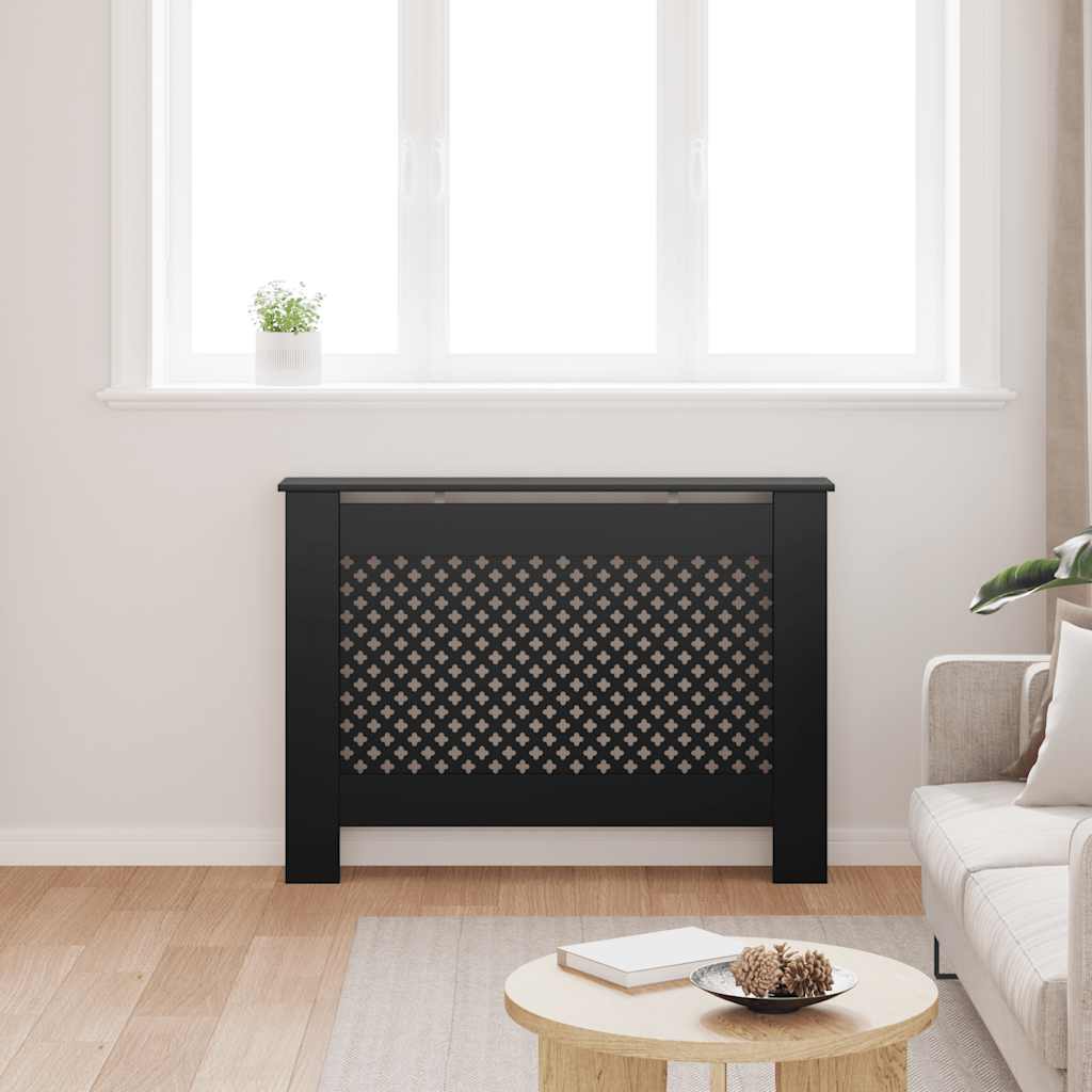 Vidaxl Construcción del radiador 112x19x81.5 cm MDF Negro