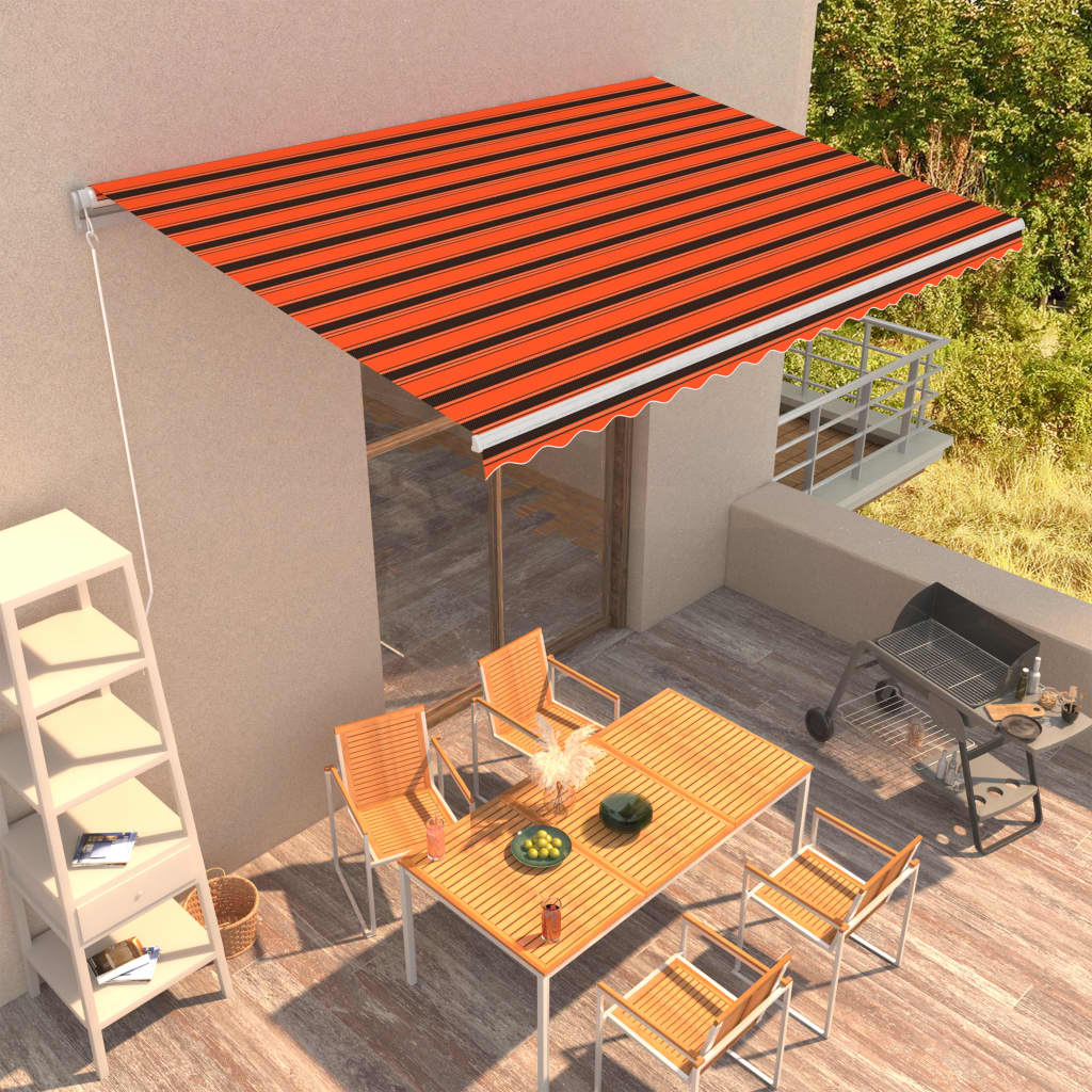 Vidaxl Luifel extiende manualmente 450x300 cm de naranja y marrón