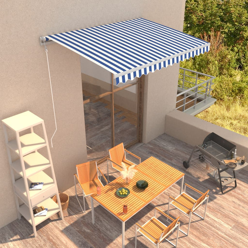 Vidaxl Luifel extiende automáticamente 350x250 cm azul y blanco