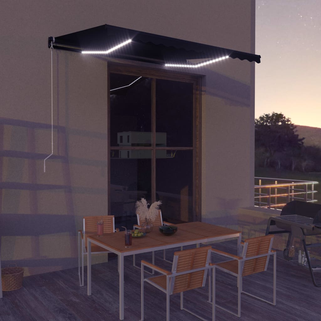 Vidaxl Luifel estendibile manualmente con antracite LED 350x250 cm