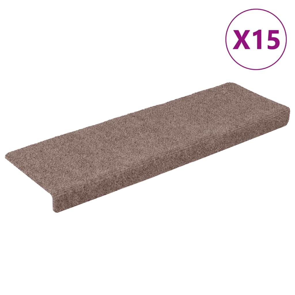 Vidaxl trapmatten zelfklevend 15 stuks 65x21x4 cm crème met rechthoekige rand