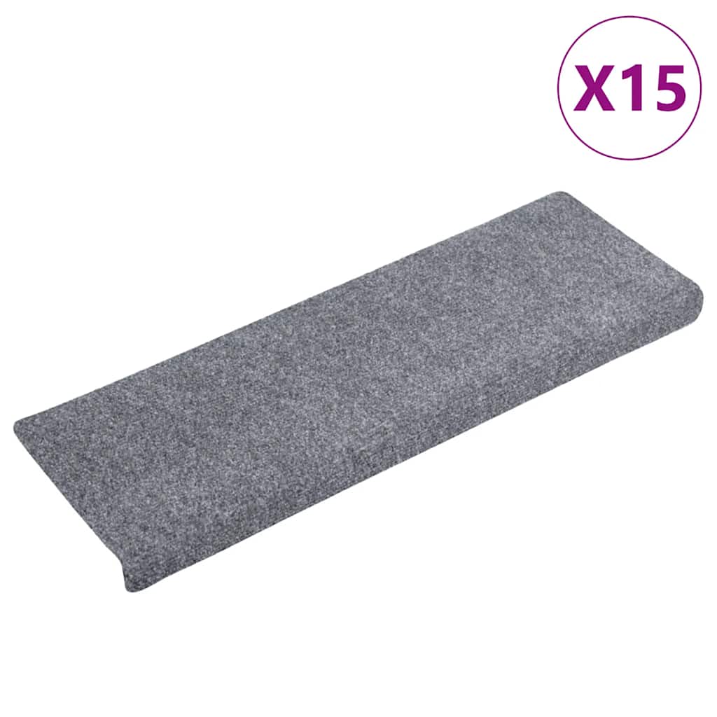 Vidaxl trapmatten zelfklevend 15 stuks 65x21x4 cm lichtgrijs met rechthoekige rand