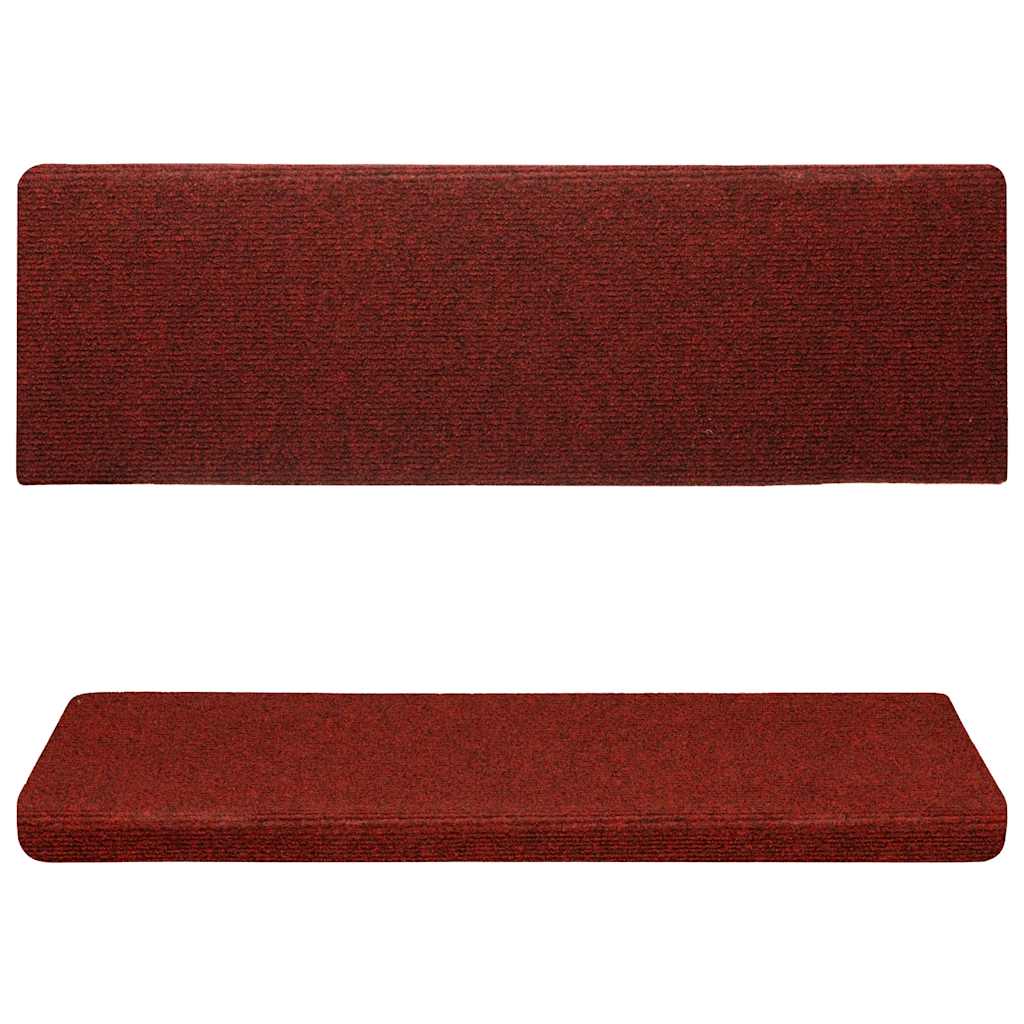 Vidaxl tappetini per scale 15 St 65x21x4 cm Ago in feltro rosso