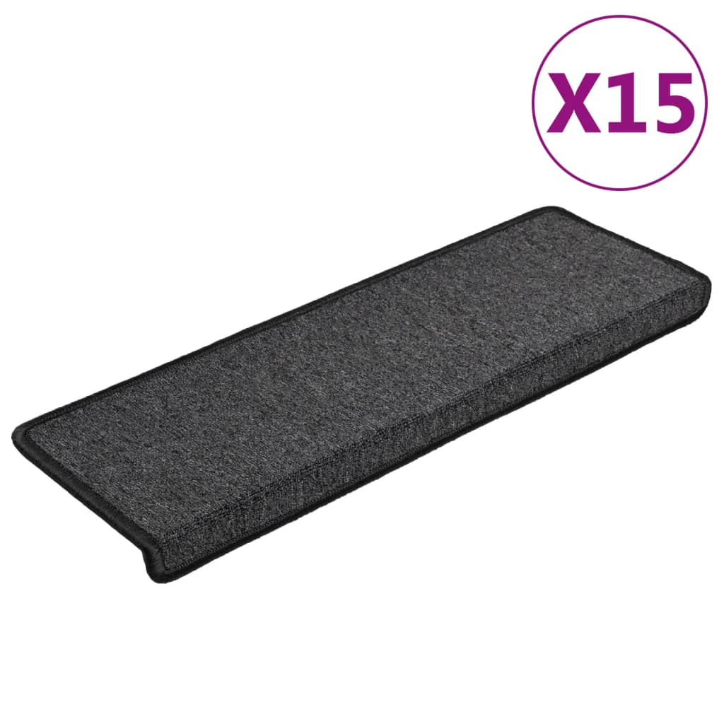 Esteras de escalera de Vidaxl 15 St 65x21x4 cm antracita