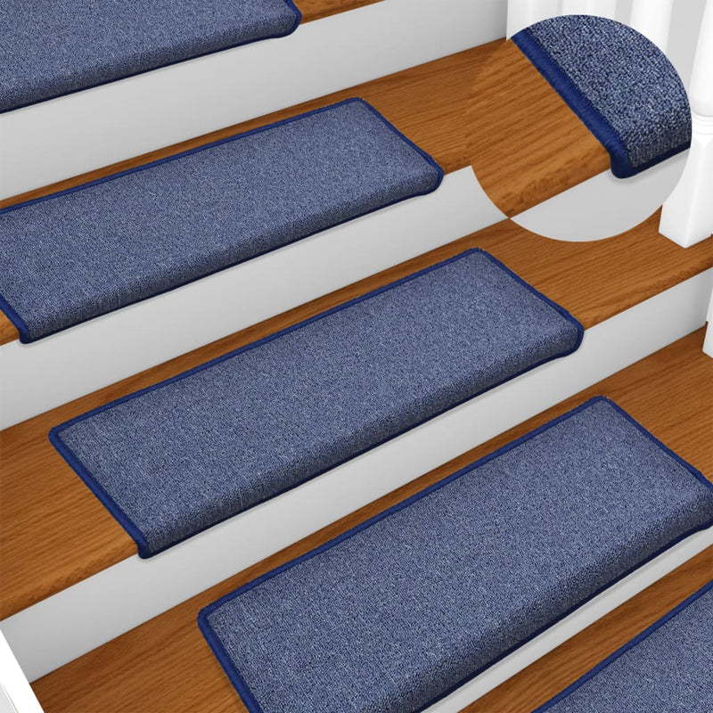 Vidaxl trapmatten 15 st 65x21x4 cm blauw rechthoekige rand