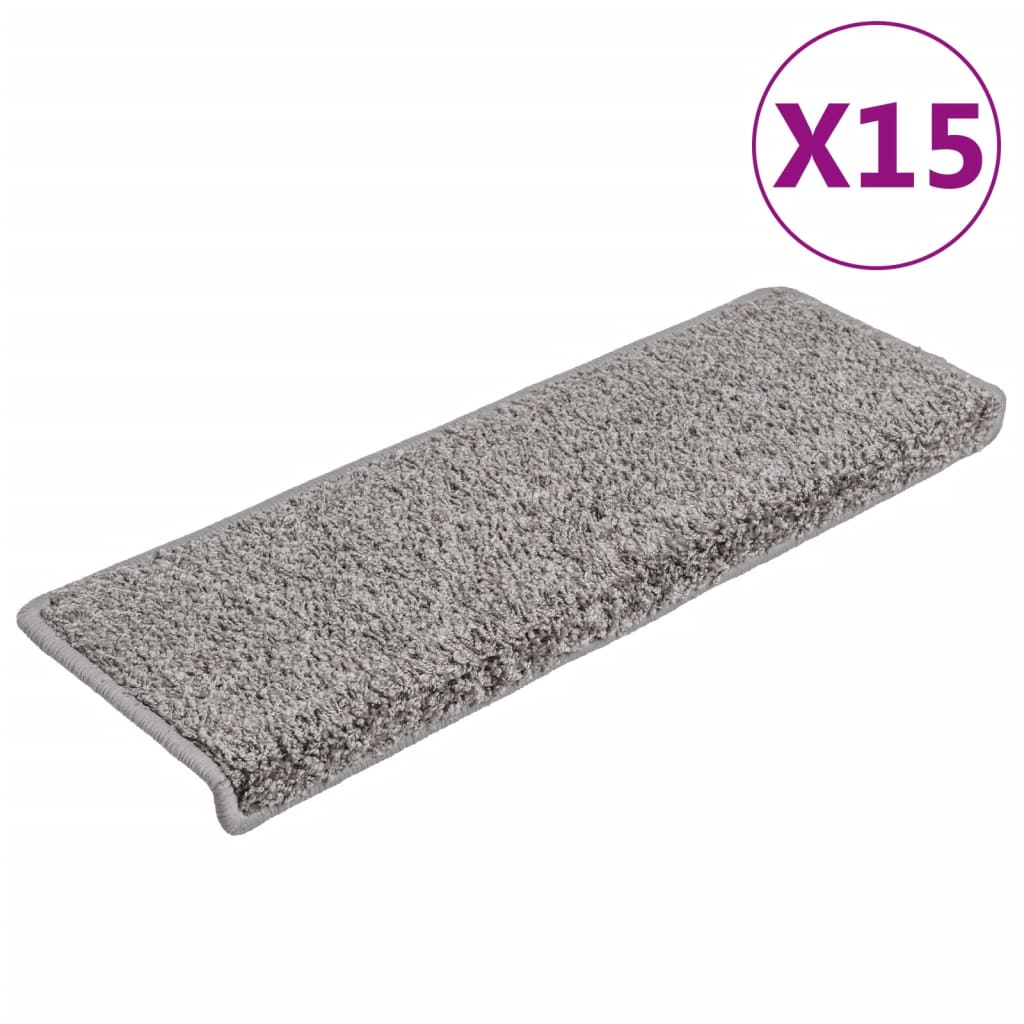 Vidaxl trapmatten 15 st 65x21x4 cm grijs rechthoekige rand