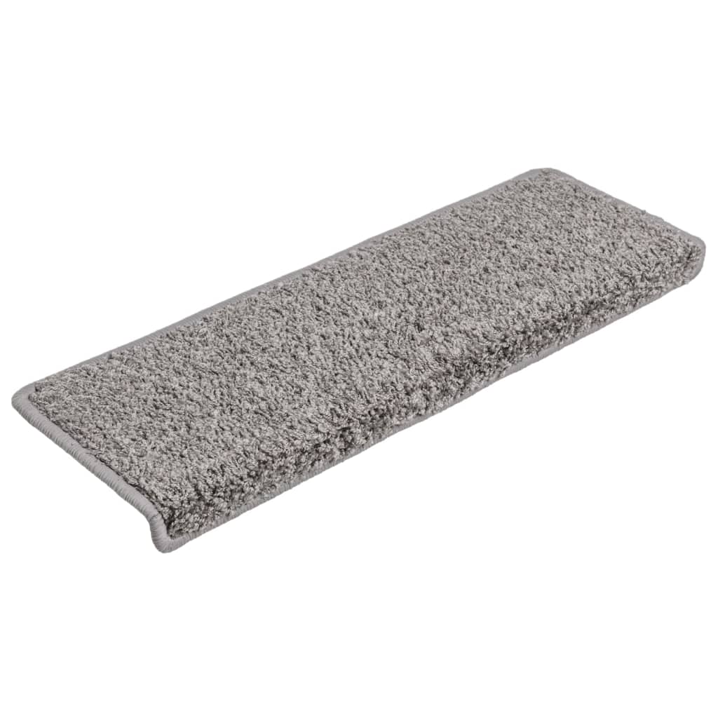 Vidaxl trapmatten 15 st 65x21x4 cm grijs rechthoekige rand