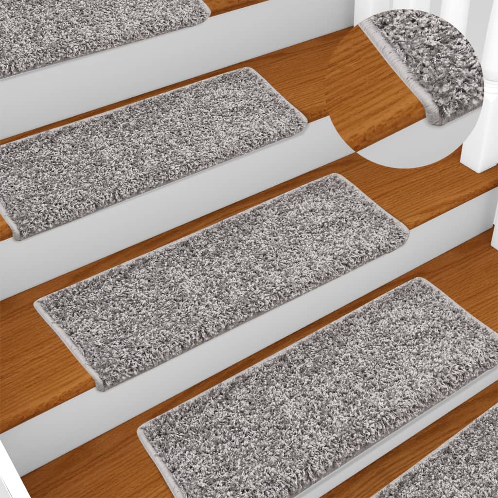 Vidaxl trapmatten 15 st 65x21x4 cm grijs rechthoekige rand