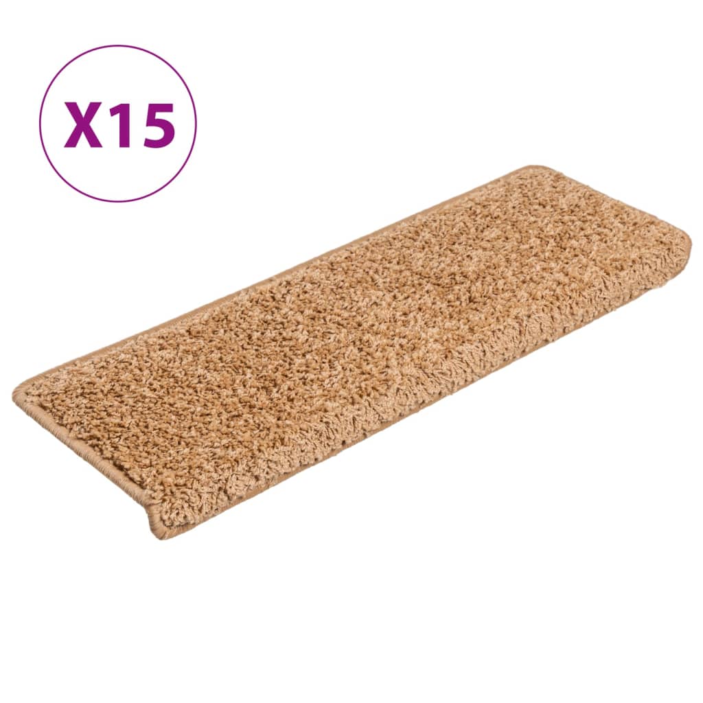 Vidaxl trapmatten 15 st 65x21x4 cm beige rechthoekige rand