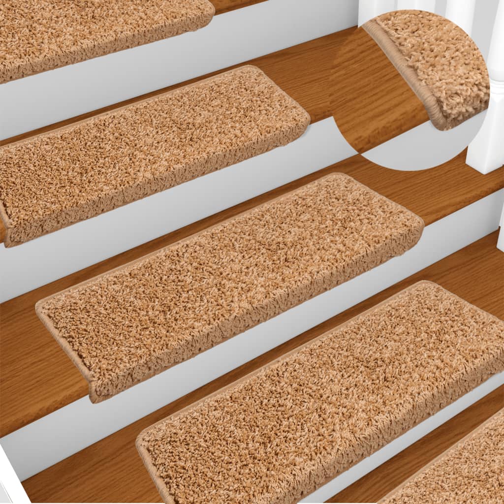 Vidaxl trapmatten 15 st 65x21x4 cm beige rechthoekige rand