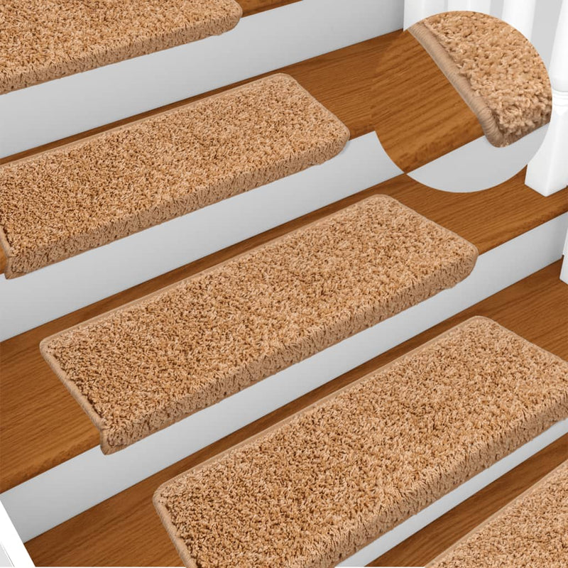 Esteras de escalera de Vidaxl 15 st 65x21x4 cm beige