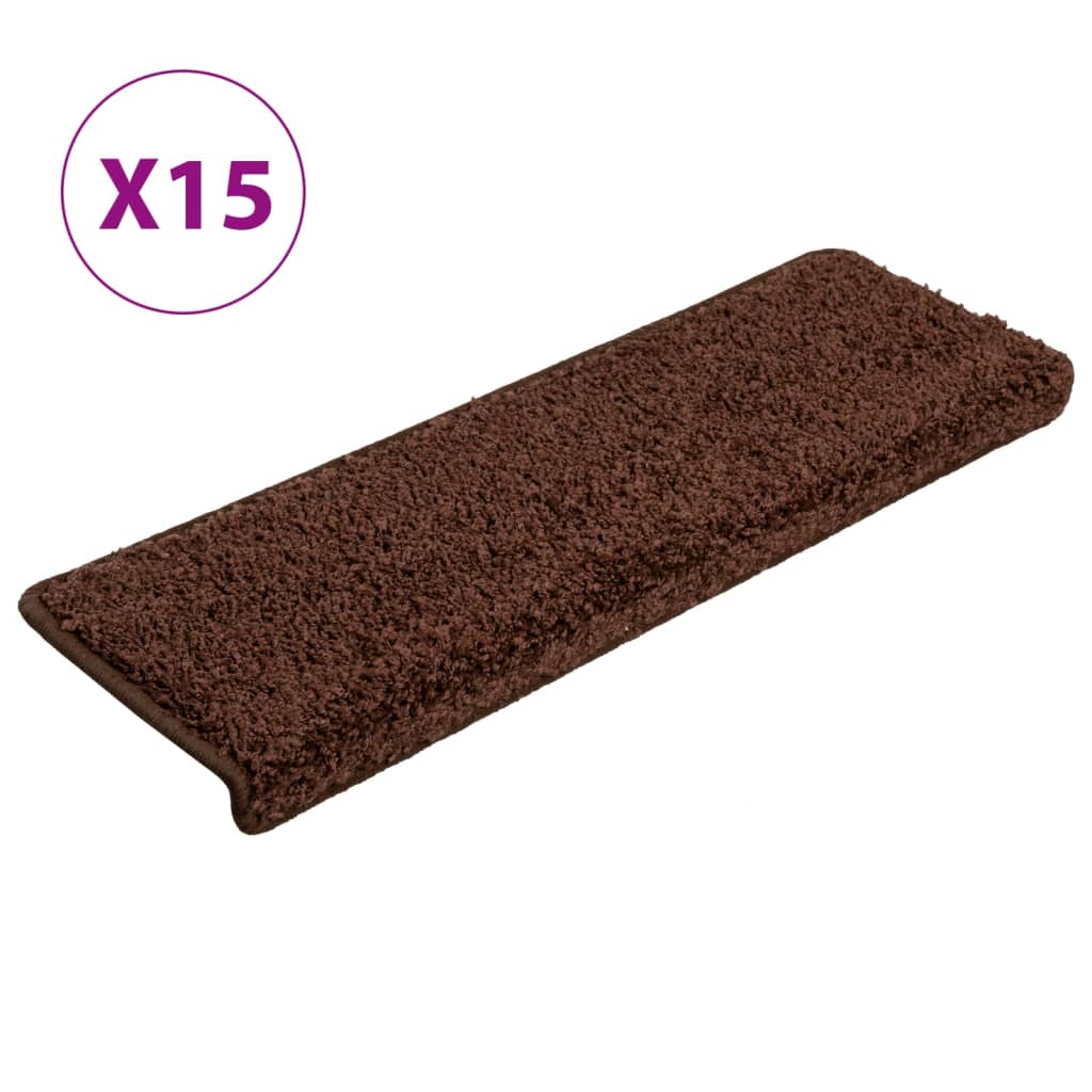 Vidaxl trapmatten 15 st 65x21x4 cm bruin rechthoekige rand