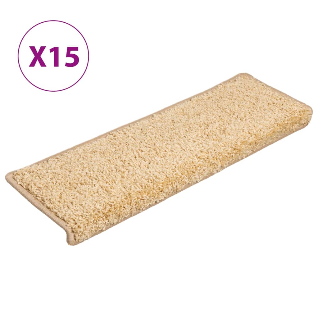 Vidaxl trapmatten 15 st 65x21x4 cm crème met rechthoekige rand