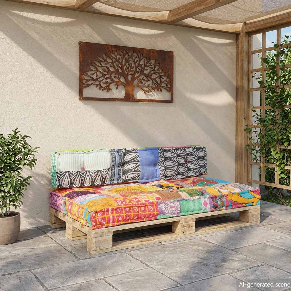VidaXL cojín para sofá tejido de paleta patchwork multicolor