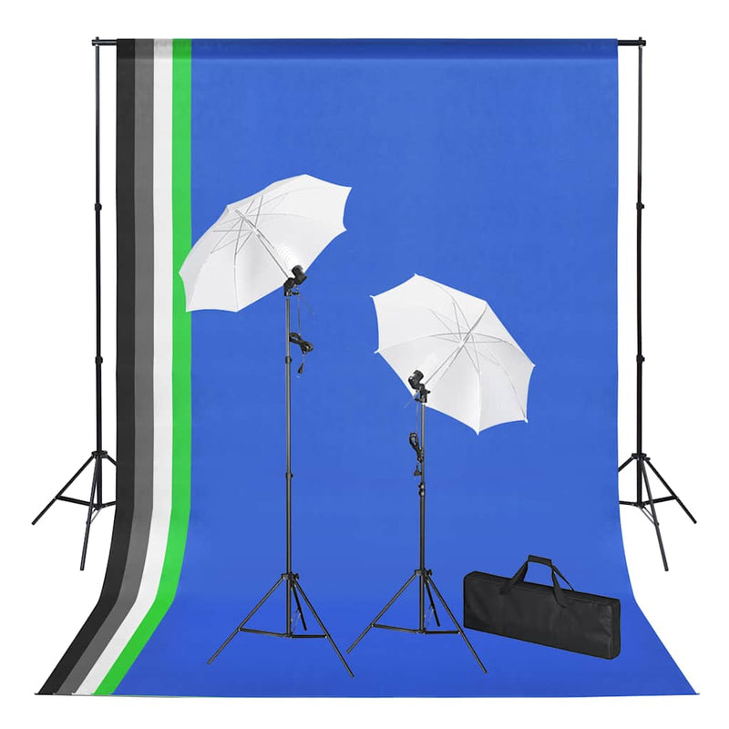 Vidaxl Photo Studio Conjunto con fondos, lámparas y paraguas