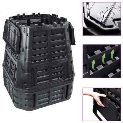Vidaxl Compost Bin 740 L 93.3x93.3x113 cm negro