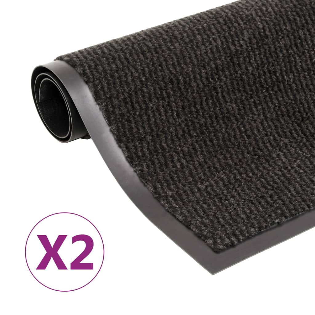 Vidaxl droogloopmatten 2 st rechthoekig getuft 60x90 cm zwart