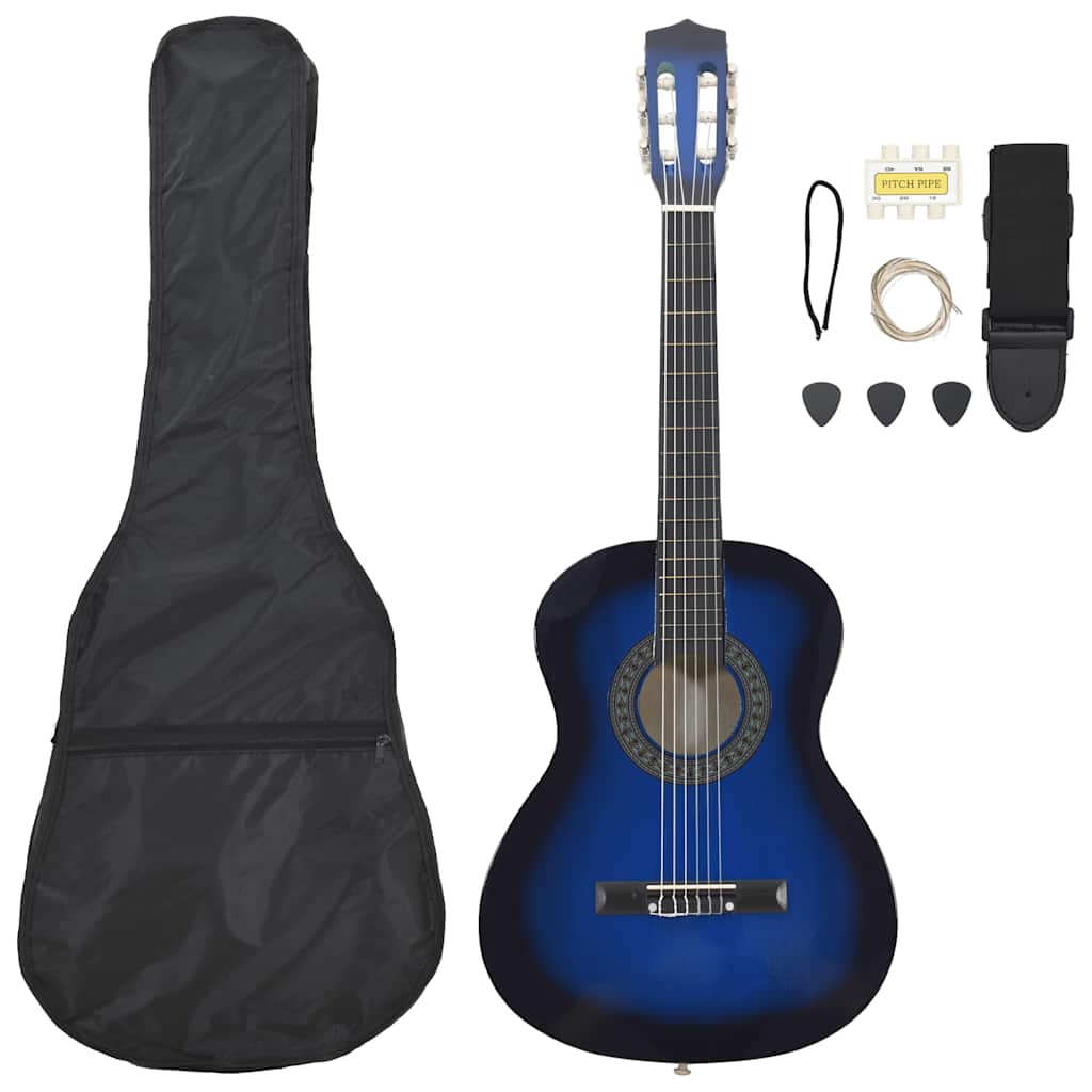 Vidaxl Guitar Guitar Set Classic Beginner 3 4 36 Blue