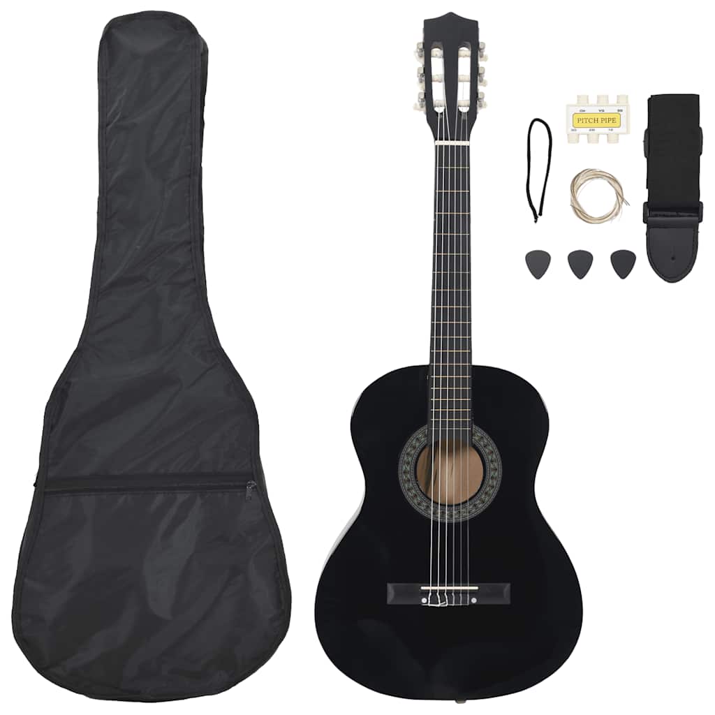 Vidaxl Guitar Guitar Set Classic Beginner 3 4 36 Black