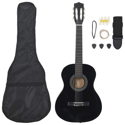 Vidaxl 8-delige gitaarset klassiek beginner 3 4 36 zwart