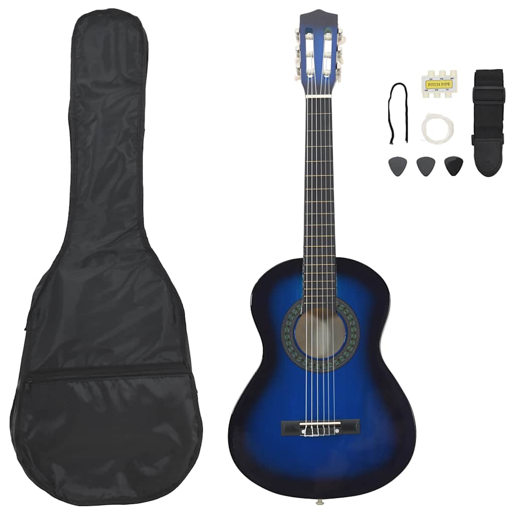 Vidaxl Guitar Guitar Set Classic Beginner 1 2 34 Blue