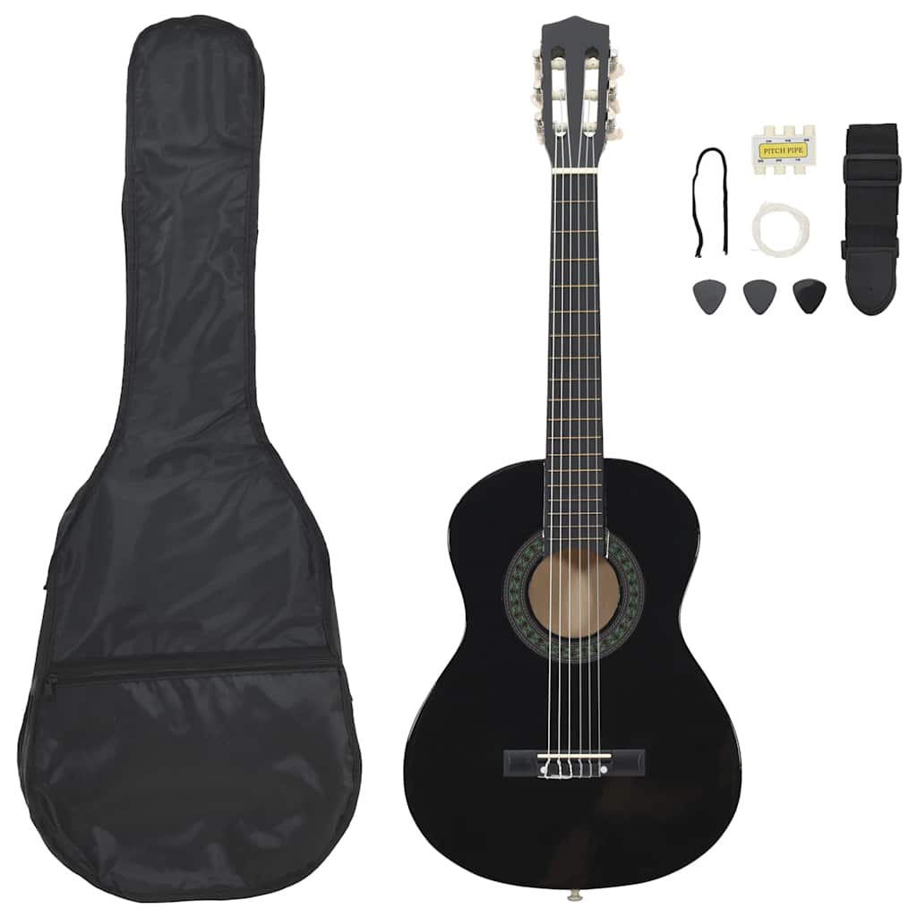 Vidaxl Set di chitarra a 8 pezzi Classic Principner 1 2 34 Black