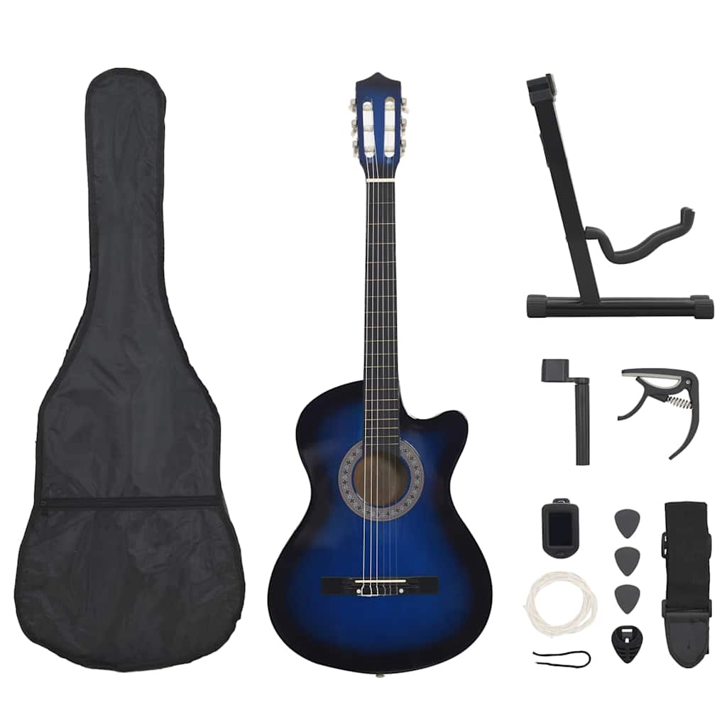 Vidaxl Set di chitarra in 12 parti con 6 corde Western Classic 38 Blue