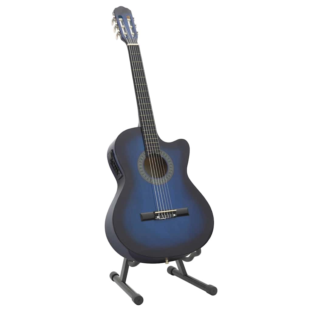 Set di chitarra a 12 pezzi Vidaxl con pareggio e 6 corde blu occidentale