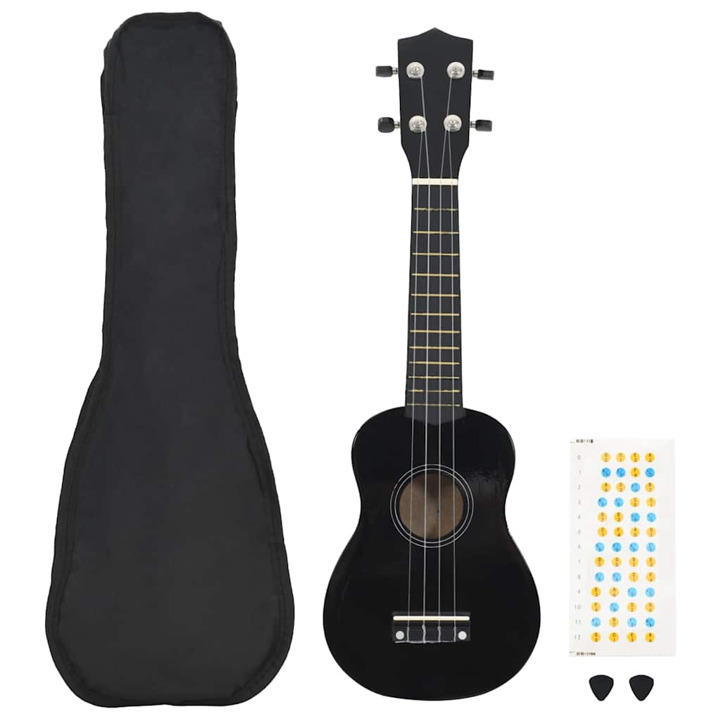Vidaxl Ukleeleset con bolsa para niños Soprano 21 '' Negro