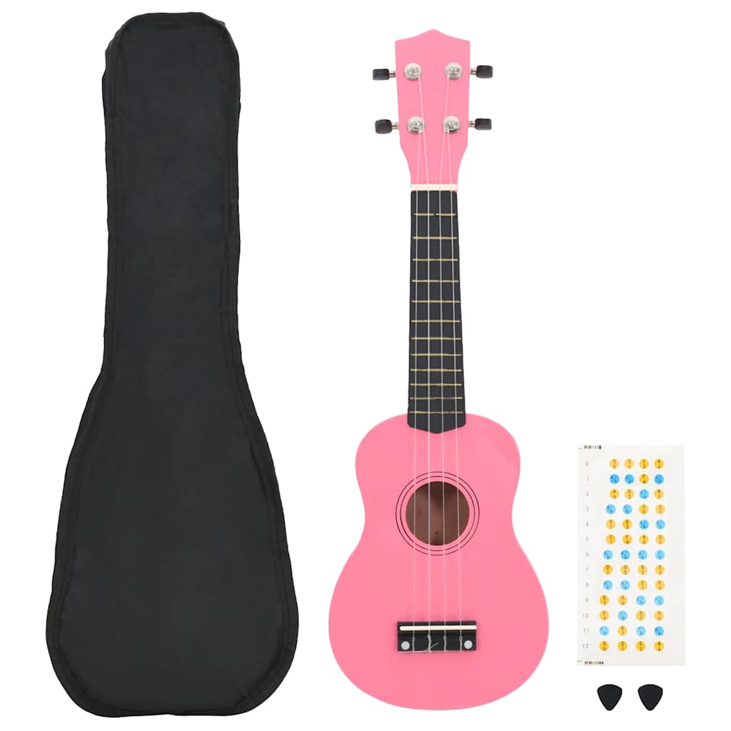 Vidaxl ukuleleset con borsa per bambini soprano 21 '' rosa