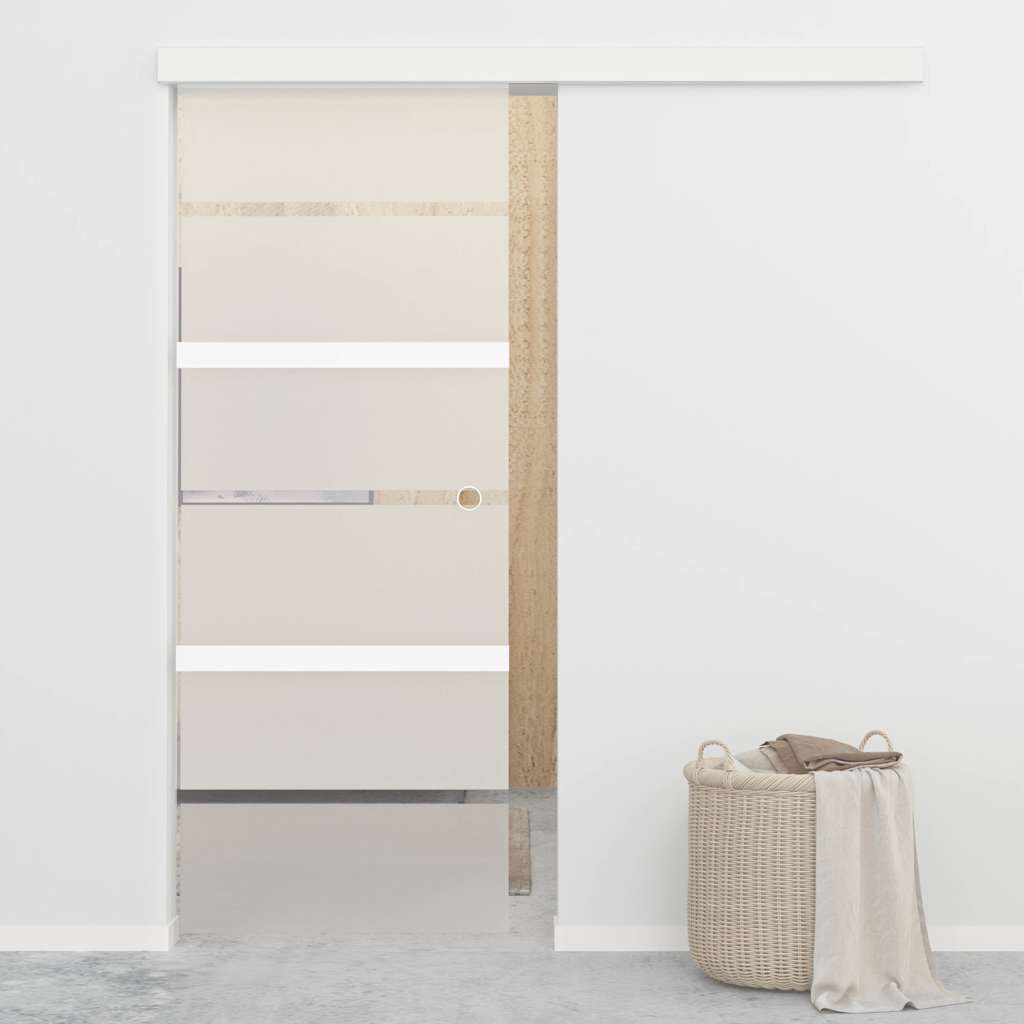 Porta scorrevole Vidaxl 76x212 cm ESG vetro e argento in alluminio