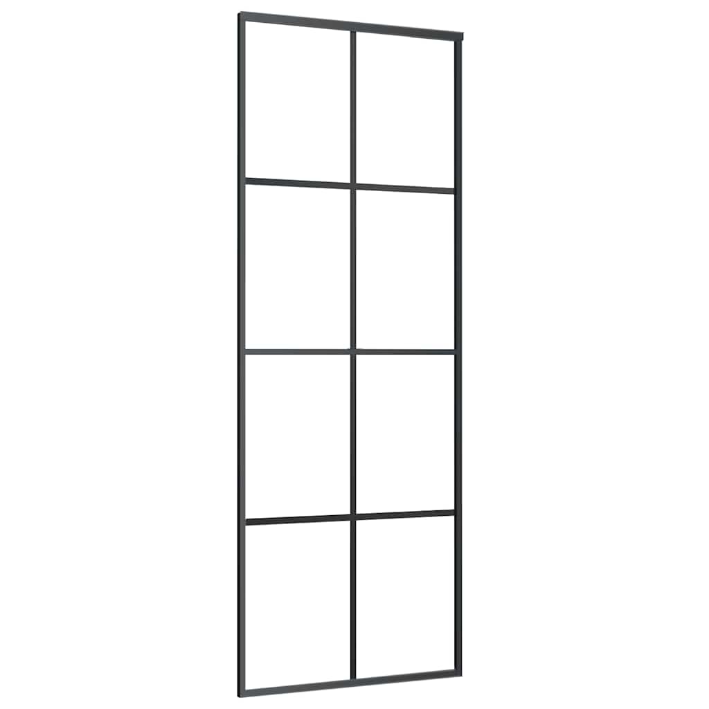 Puerta corredera de Vidaxl 76x205 cm de aluminio y vidrio ESG negro