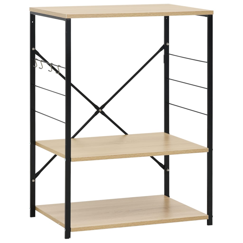 Armario de microondas Vidaxl 60x39.6x79.5 cm de madera procesada de color negro y roble de roble