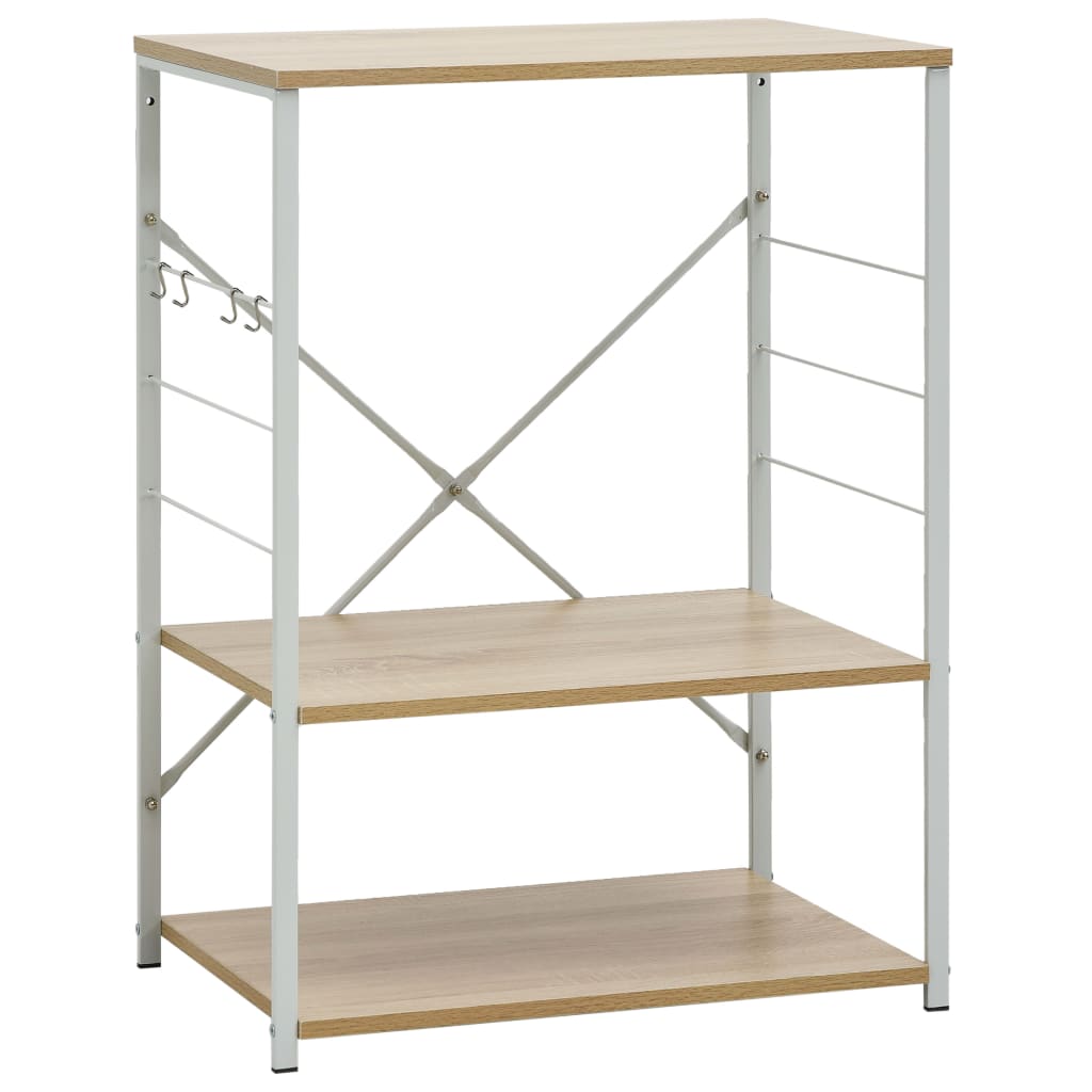 Gabinete de microondas Vidaxl 60x39.6x79.5 cm de madera procesada de color blanco y roble de color de roble