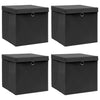 Vidaxl opbergboxen met deksel 4 st 32x32x32 cm stof zwart