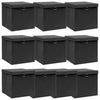 Cajas de almacenamiento de Vidaxl con tapa 10 PCS 32x32x32 CM Fabric Negro