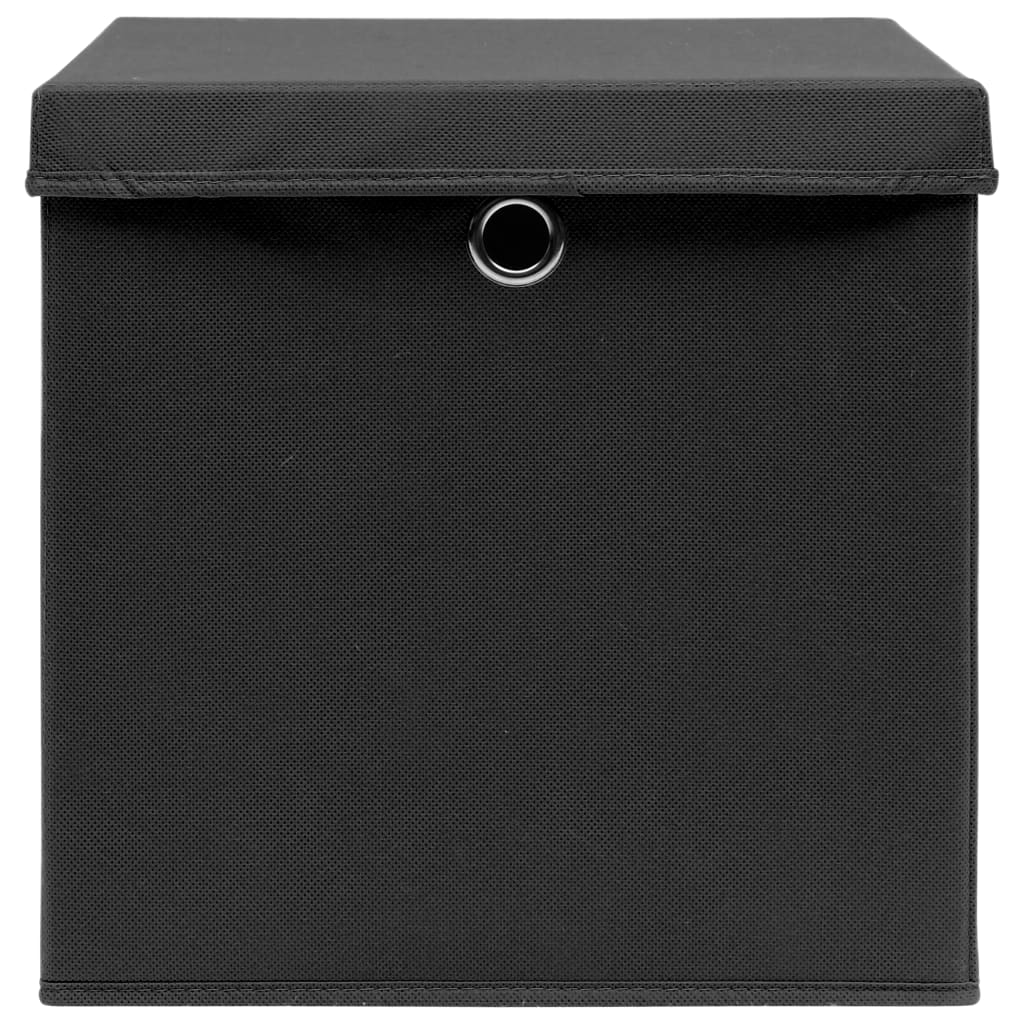 Scatole di archiviazione Vidaxl con coperchio da 10 pezzi 32x32x32 cm tessuto nero