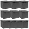 Vidaxl opbergboxen met deksel 10 st 32x32x32 cm stof grijs