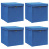 Scatole portaoggetti Vidaxx con coperchio 4 pezzi 32x32x32 cm tessuto blu