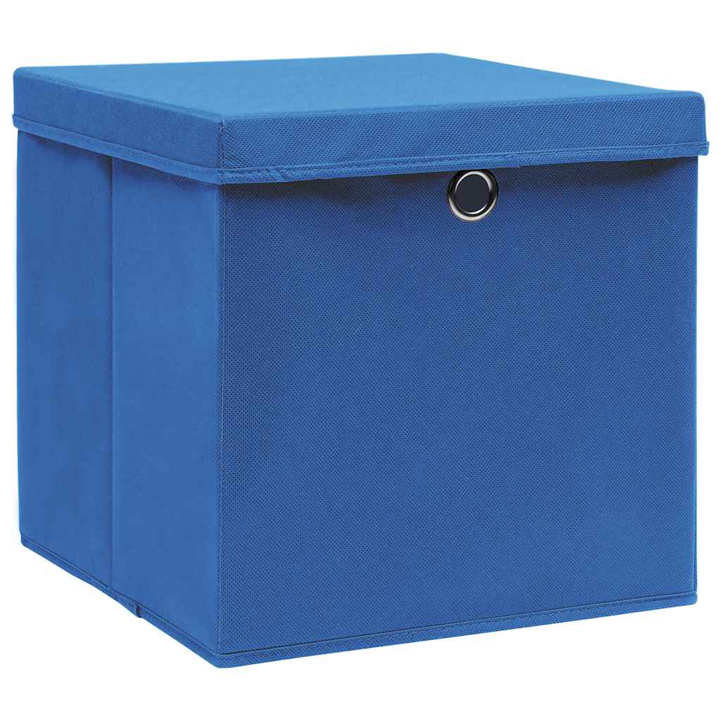 Scatole portaoggetti Vidaxx con coperchio 4 pezzi 32x32x32 cm tessuto blu