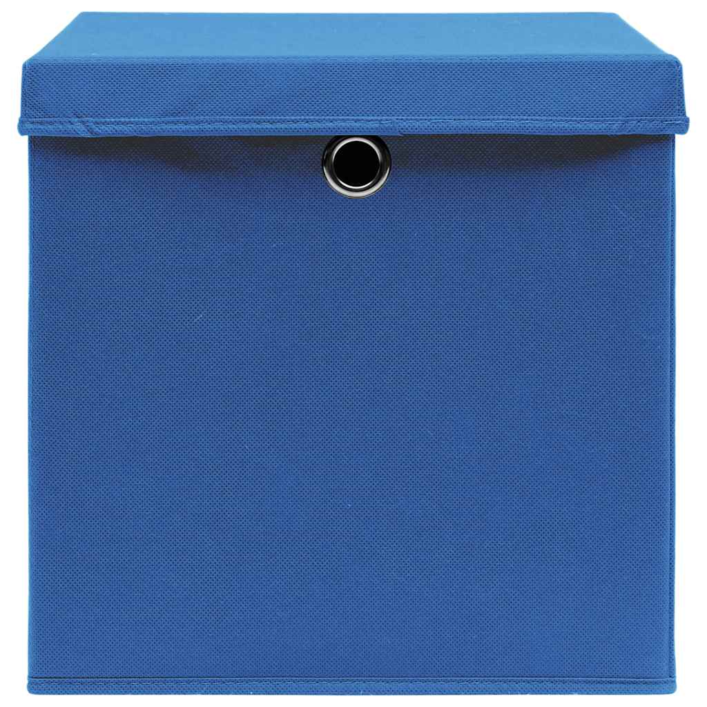 Scatole portaoggetti Vidaxx con coperchio 4 pezzi 32x32x32 cm tessuto blu