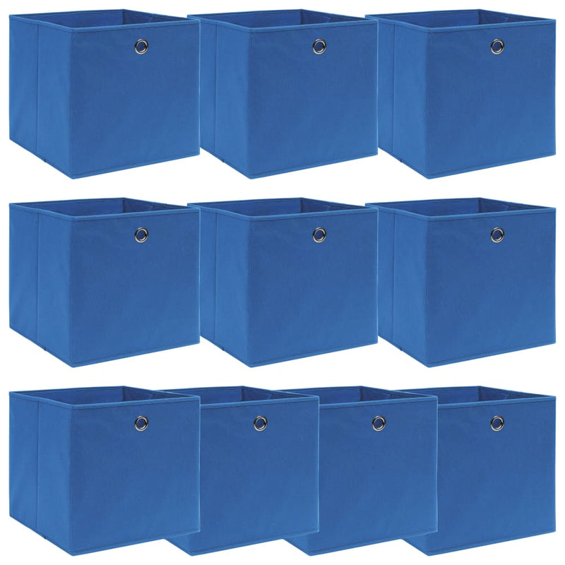 Scatole di archiviazione Vidaxl 10 PC 32x32x32 cm tessuto blu