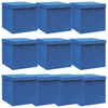 Cajas de almacenamiento de Vidaxl con tapa 10 PCS 32x32x32 CM Fabric Blue