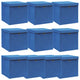 Cajas de almacenamiento de Vidaxl con tapa 10 PCS 32x32x32 CM Fabric Blue