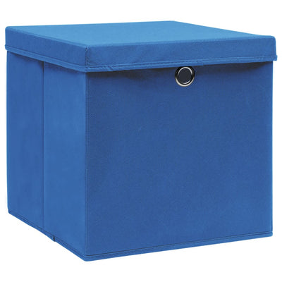 Scatole di archiviazione Vidaxl con coperchio da 10 pezzi 32x32x32 cm tessuto blu